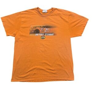 Y2K Distressed Gorpcore Tee Mens XL Orange 2006 NASCAR Tony Stewart Nextel Cup